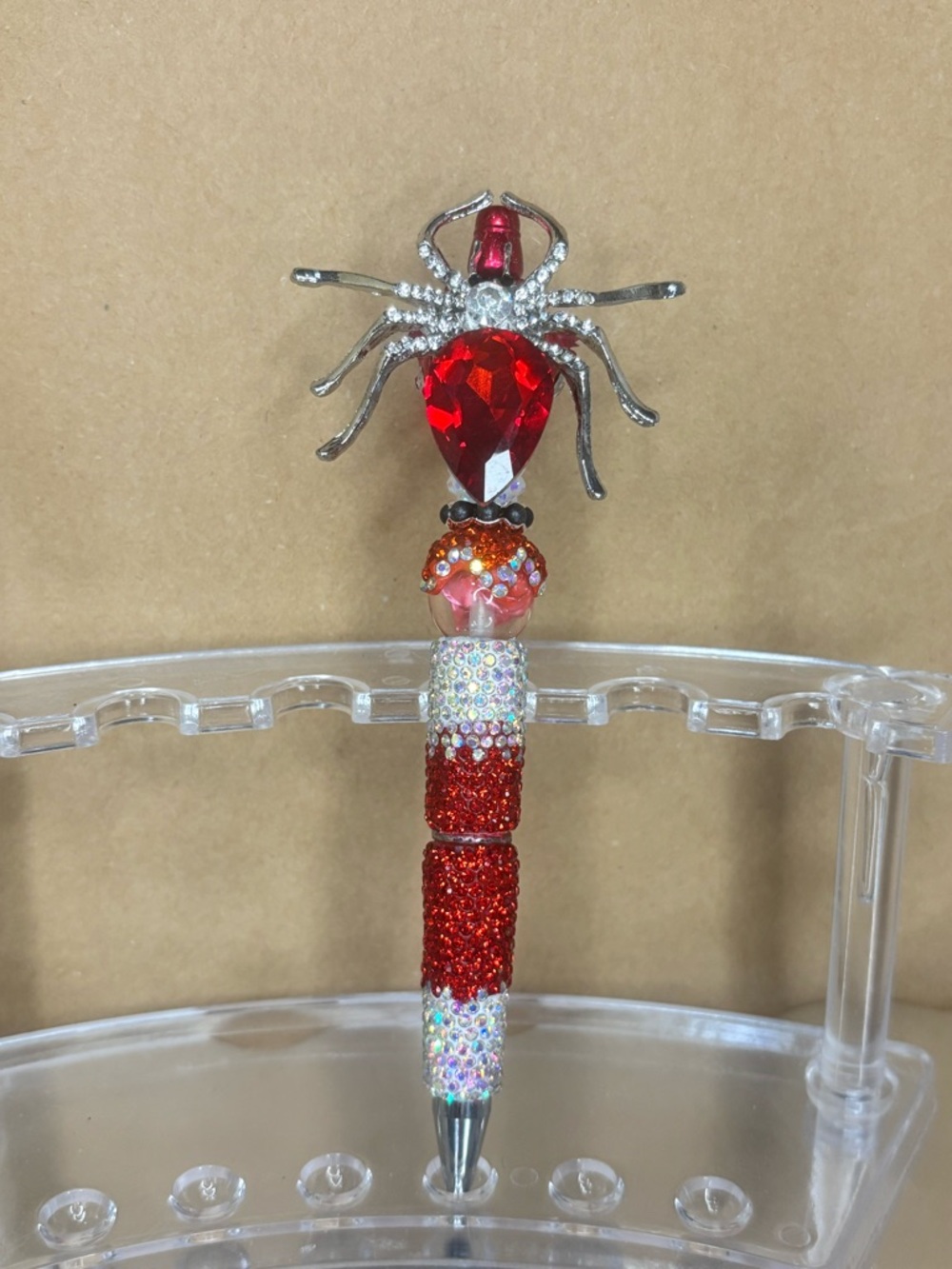 Red Crystal Spider Pen